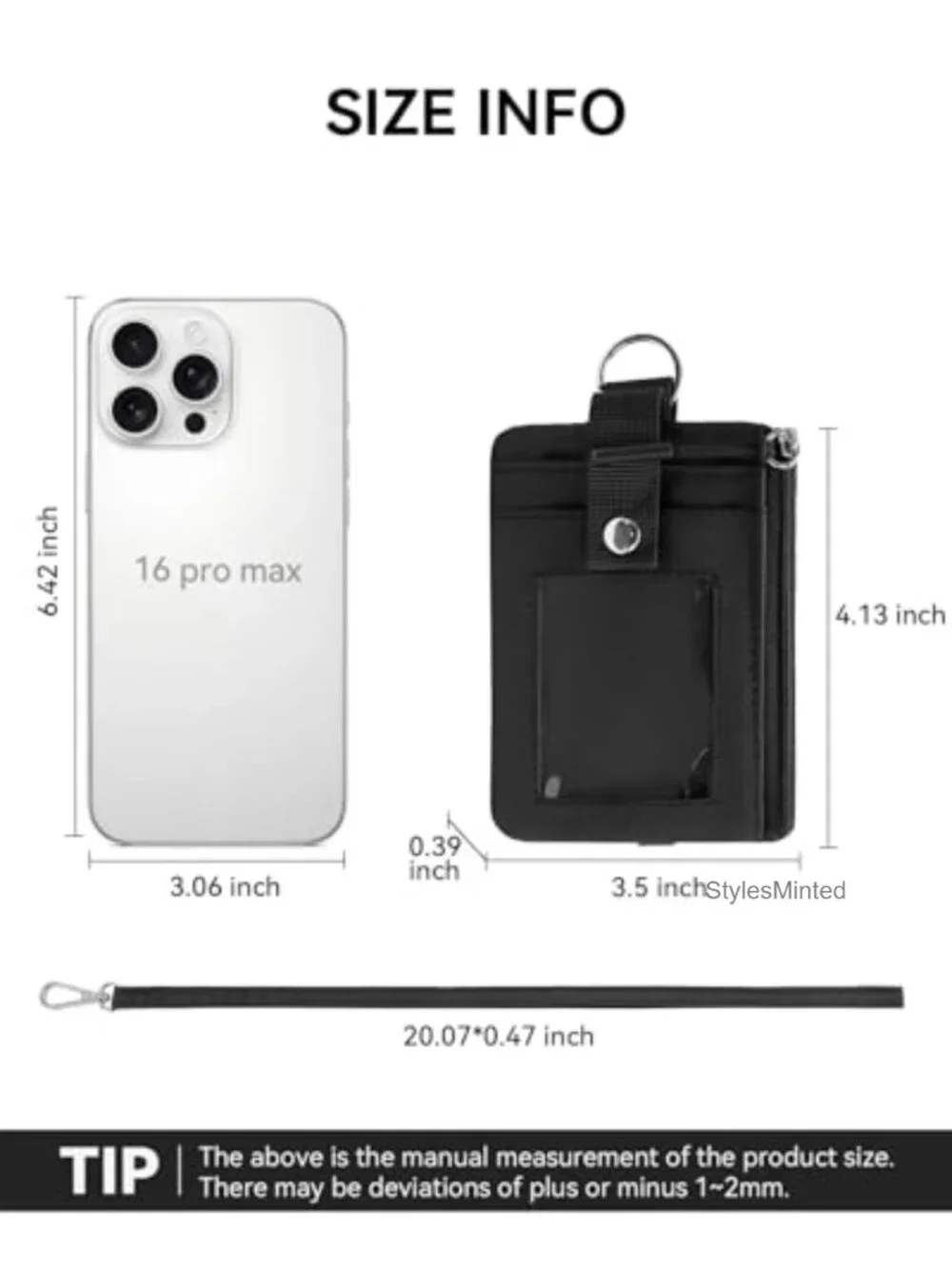 RFID Blocking Minimalist Zip ID Case Wallet with Lanyard Keychain Water
